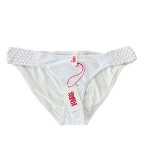 Solid & Striped The Braided Elle Bikini Bottom White Low Rise Large NWT